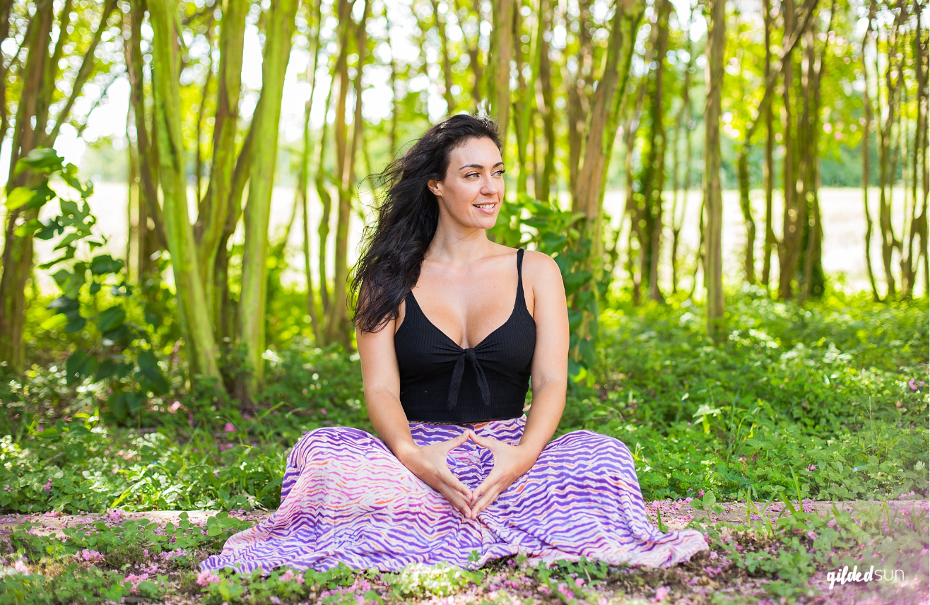Alexandra in yoga pose during Houston photography session